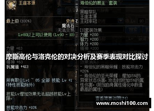 摩斯高伦与洛克伦的对决分析及赛季表现对比探讨